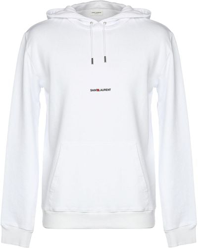 Saint Laurent Sweatshirt Aus Jersey Mit Kapuze Mit Logodetail - Weiß