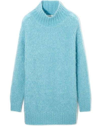 COS Funnel-neck Mohair Tunic - Blue