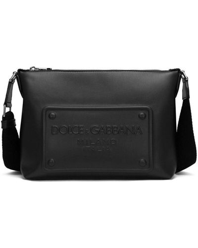 Dolce & Gabbana Bolso messenger con logo en relieve - Negro