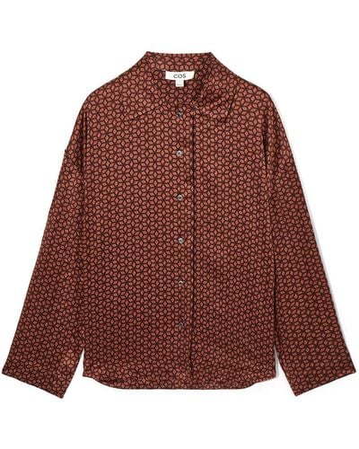 COS Printed Pure Silk Pyjama Shirt - Red