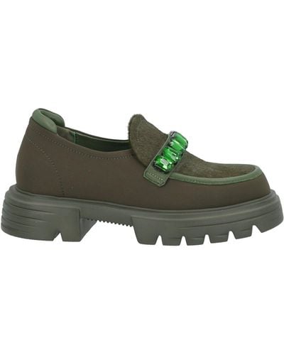 Jeannot Military Loafers Leather, Textile Fibres - Green