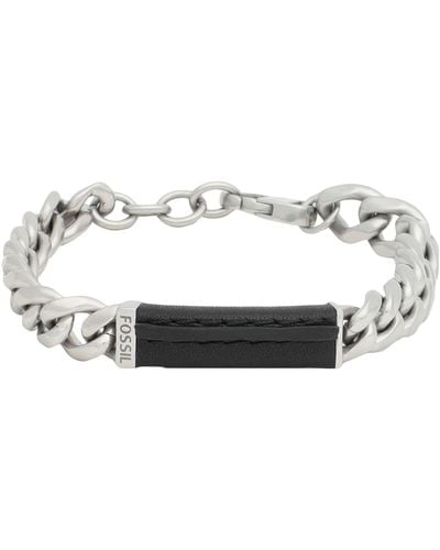 Fossil Bracelet Stainless Steel, Soft Leather - White