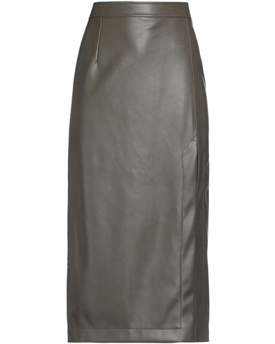 Jijil Dark Midi Skirt Polyester, Polyurethane Coated - Grey