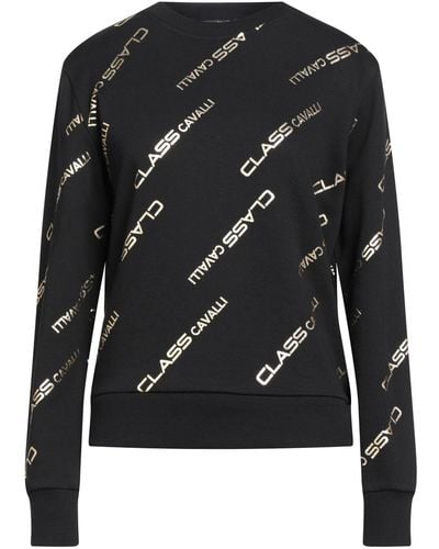 Class Roberto Cavalli Logo Crewneck Sweatshirt - Black
