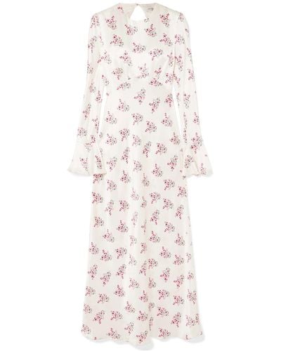 Les Rêveries Floral-print Silk-satin Maxi Dress - White