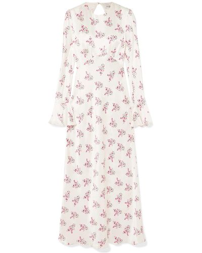 Les Rêveries Floral-print Silk-satin Maxi Dress - White