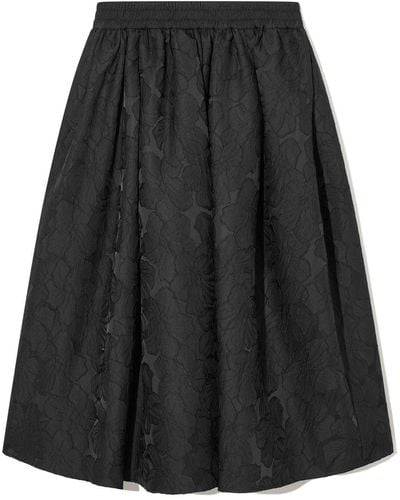 COS Floral-jacquard A-line Midi Skirt - Black