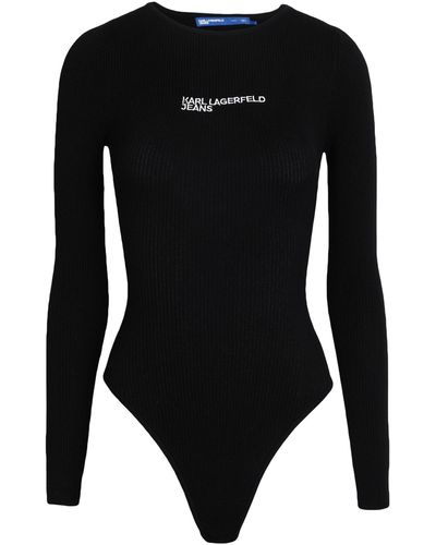 Karl Lagerfeld Klj Cutout Back Bodysuit - Black