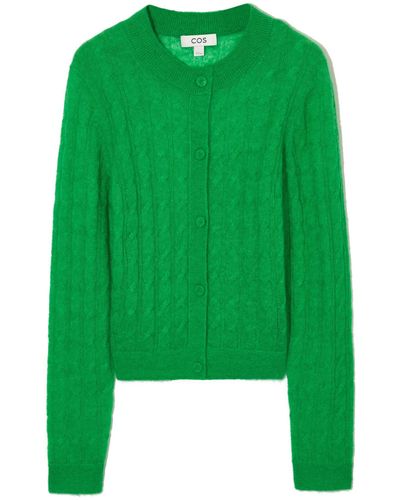 COS Cable-knit Mohair Cardigan - Green