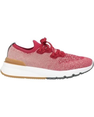 Brunello Cucinelli Suede-trimmed Stretch-knit Trainers - Pink