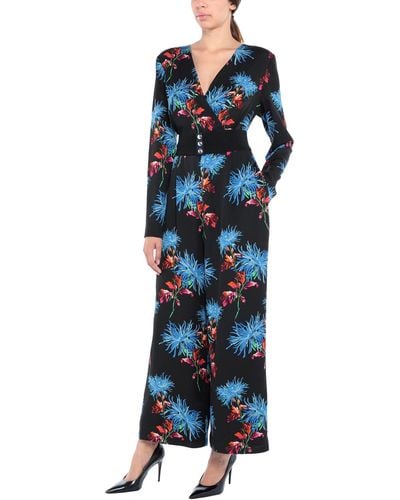 Diane von Furstenberg Belted Floral-print Silk Jumpsuit Black