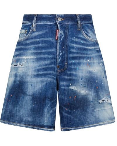 DSquared² Jeans-Shorts mit Farbklecks-Print - Blau