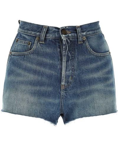 Saint Laurent Short en jean - Bleu