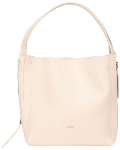 Furla Grace M Hobo W/Zip -- Ivory Handbag Soft Leather - Natural