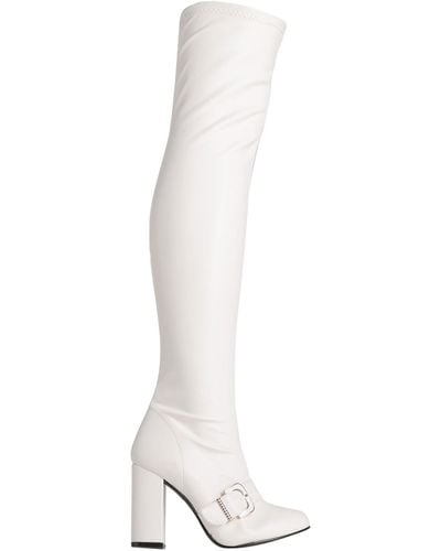 Divine Follie Knee Boots - White