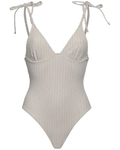 Solid & Striped One-piece Swimsuit - Grey
