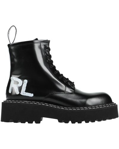 Karl Lagerfeld Patrol Ii Brush Logo Hi Lace Ankle Boots Soft Leather - Black