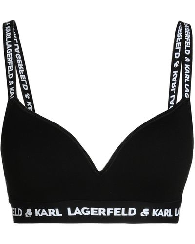 Karl Lagerfeld Sujetador acolchado con franja del logo - Negro