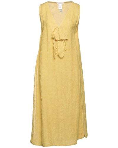 Fabiana Filippi Ocher Midi Dress Linen - Yellow