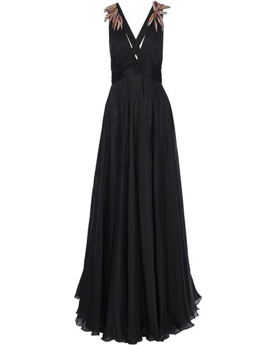 Emilio Pucci Knotted Embellished Silk-chiffon Gown - Black