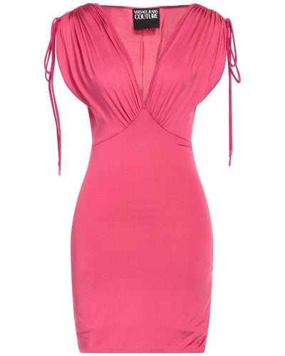 Versace Fuchsia Mini Dress Acetate, Elastane - Pink