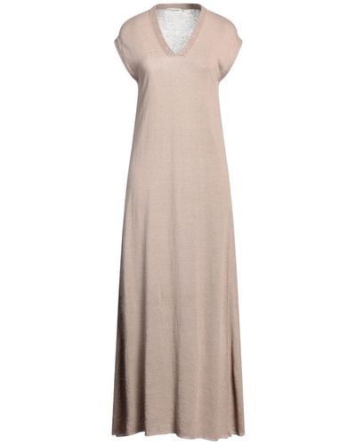 Le Tricot Perugia Khaki Maxi Dress Linen, Cotton, Polyester - Natural