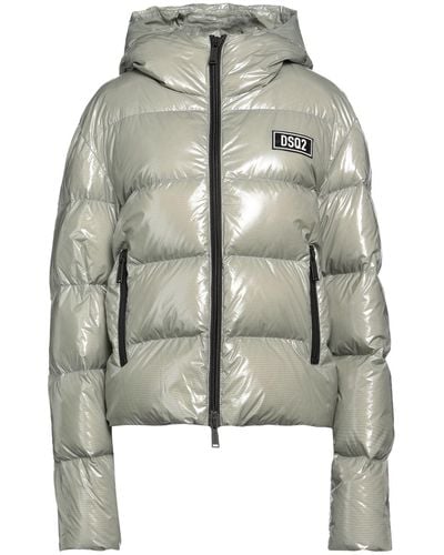 DSquared² Logo-patch Hooded Down Jacket - Grey