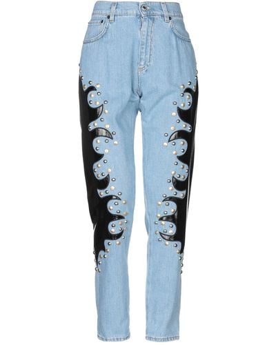 Moschino Studded Patch Straight Jeans - Blue