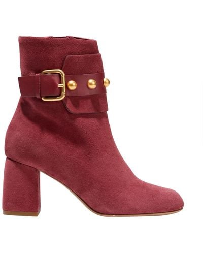 Red(V) Ankle Boots - Red