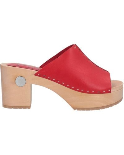 High Mules & Clogs - Red