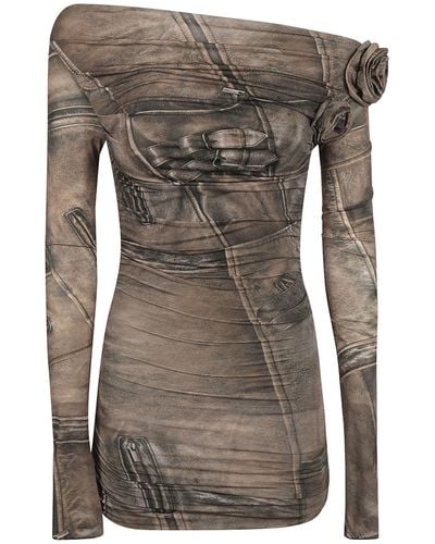 Blumarine Kleid mit Rosenapplikation - Grau