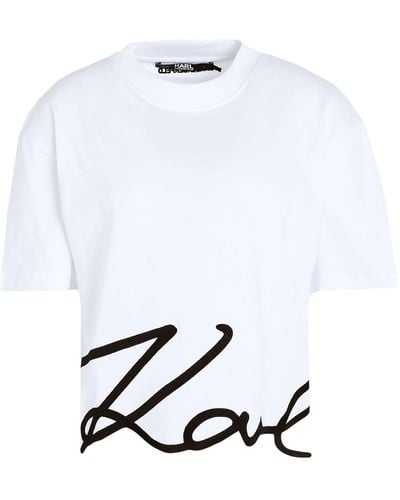 Karl Lagerfeld T-shirt Signature en coton biologique - Blanc