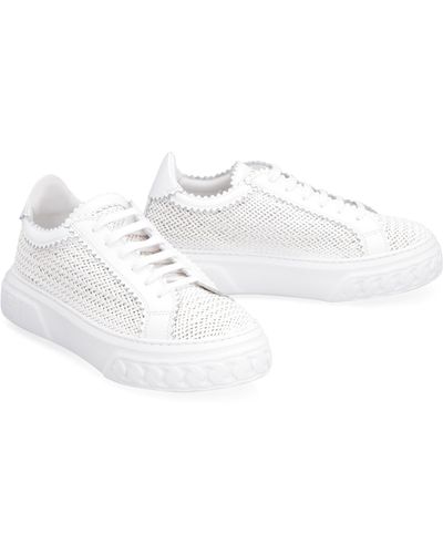 Casadei Leather Chunky Trainers - White