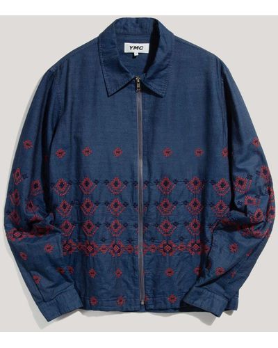 YMC Bowie Embroidered Denim Jacket Indigo - Blue