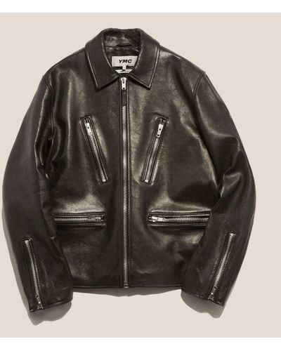 YMC Roxy Leather Biker Jacket Black - Multicolour