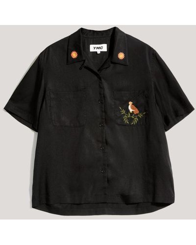YMC Vegas Embroidered Short Sleeve Shirt Black