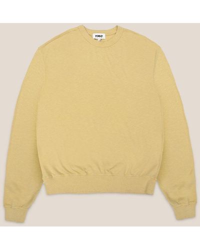 YMC Zephyr Garment Dyed Organic Cotton Slub T-shirt Sand - Yellow