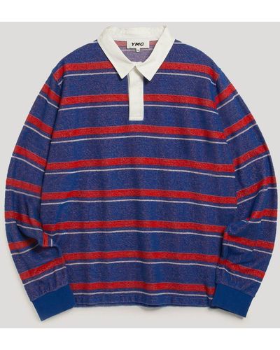 YMC Jj Rugby Sweatshirt Multi - Blue