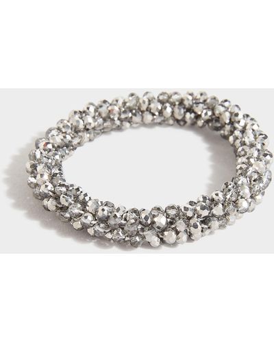 Yours Clothing Silver Beaded Stretch Bracelet - Bruin