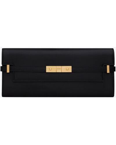 Saint Laurent Manhattan Clutch Aus Leder Mit Verzierungen - Schwarz