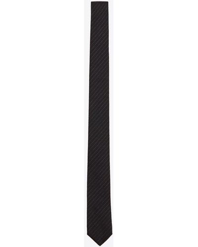 Saint Laurent Gestreifte krawatte aus woe nd seidenjacquard schwarz