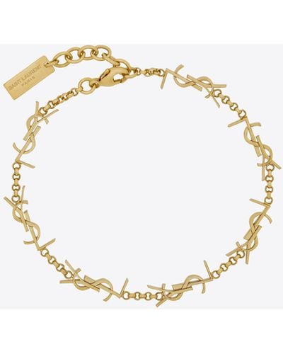 Saint Laurent Cassandre Chain Bracelet In Metal - Metallic