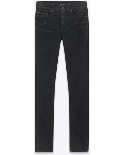 Saint Laurent Skinny-jeans aus leicht glasiertem schwarzem denim schwarz