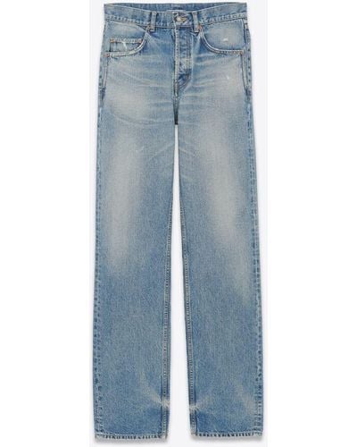 Saint Laurent Lange baggy-jeans aus denim - Blau
