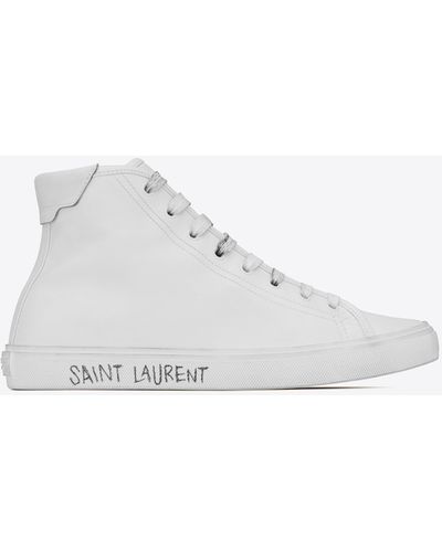 Saint Laurent Sneakers medie malibu in tela e pelle - Bianco