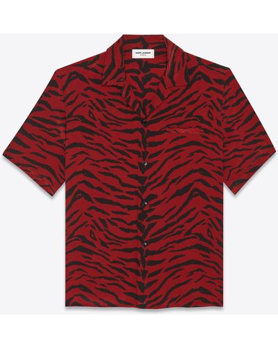 Saint Laurent Zebra Silk Vacation Shirt - Red