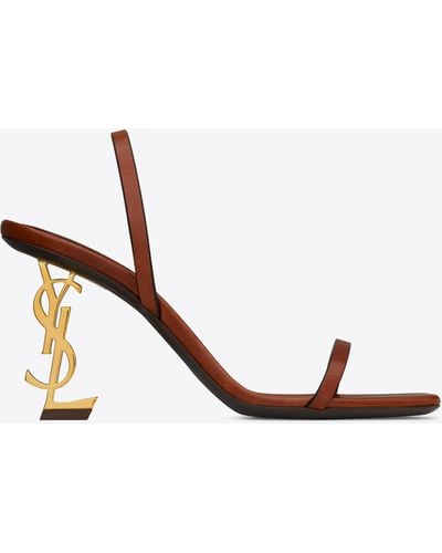 Saint Laurent Opyum Slingback Sandals In Vegetable-tanned Leather - White
