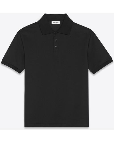 Saint Laurent Monogram Polo Shirt In Cotton Piqué - Black