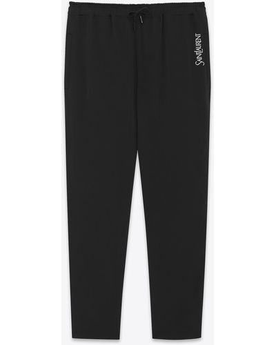 Saint Laurent Sweatpants In Crepe Satin - Black