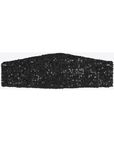 Saint Laurent Headband In Sequins And Jersey - Black